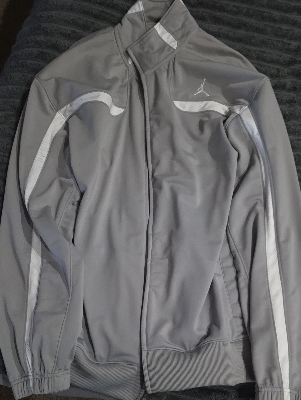 Jordan Men’s Gray Full-Zip Performance Jacket Matching Pants Full Track Suit Xl
